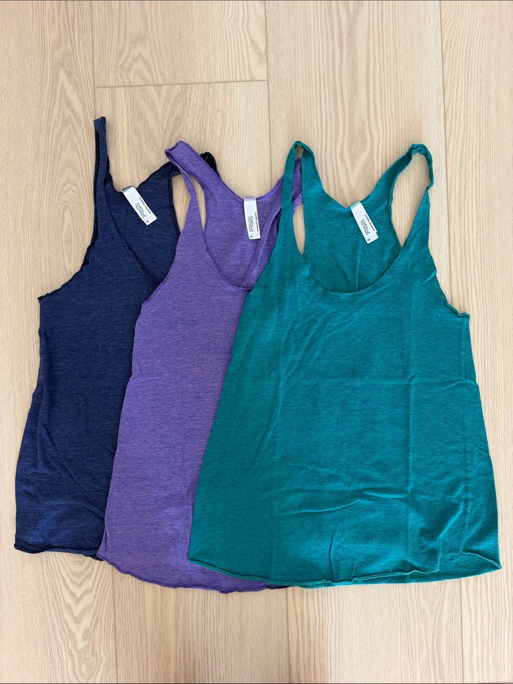 American Apparel Triblend Racer Back Tank Tops - Teal, Purple, Navy